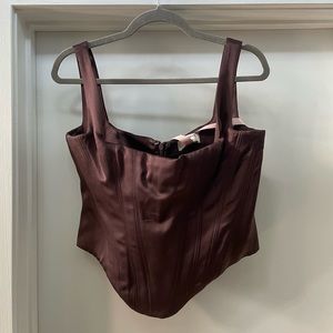 House of CB | RAFA | Chocolate Satin Longline Corset